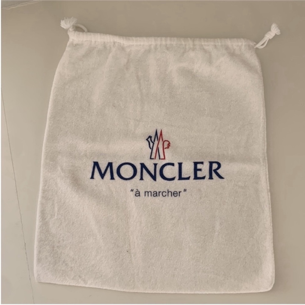 Moncler White Cotton Flannel Navy Red Logo Shoe Dust Bag Storage Travel Bag